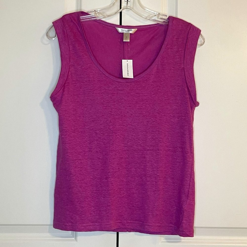 BNWT Banana Republic Linen Roll-Cuff Muscle Tank Top (XS, Orchid Purple)